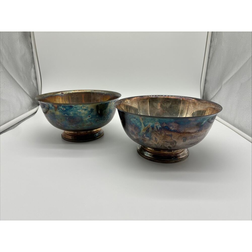 Webster Wilcox Intl Silver Co. Bowl Silver Plated Footed Bowl Lot Of 2